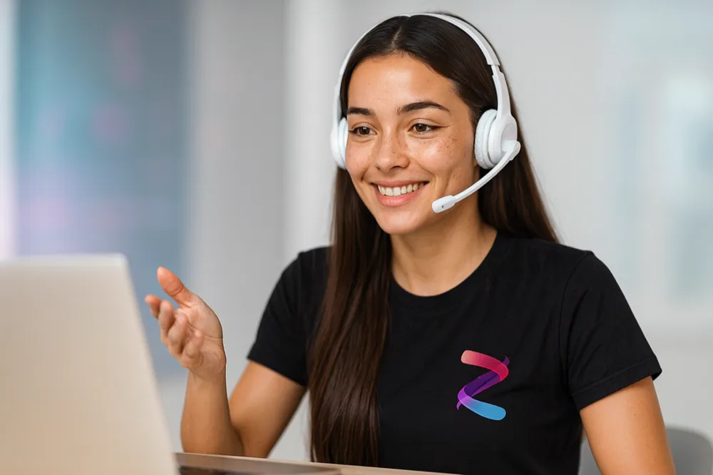 Profissional de saúde usando a Zoe no consultório